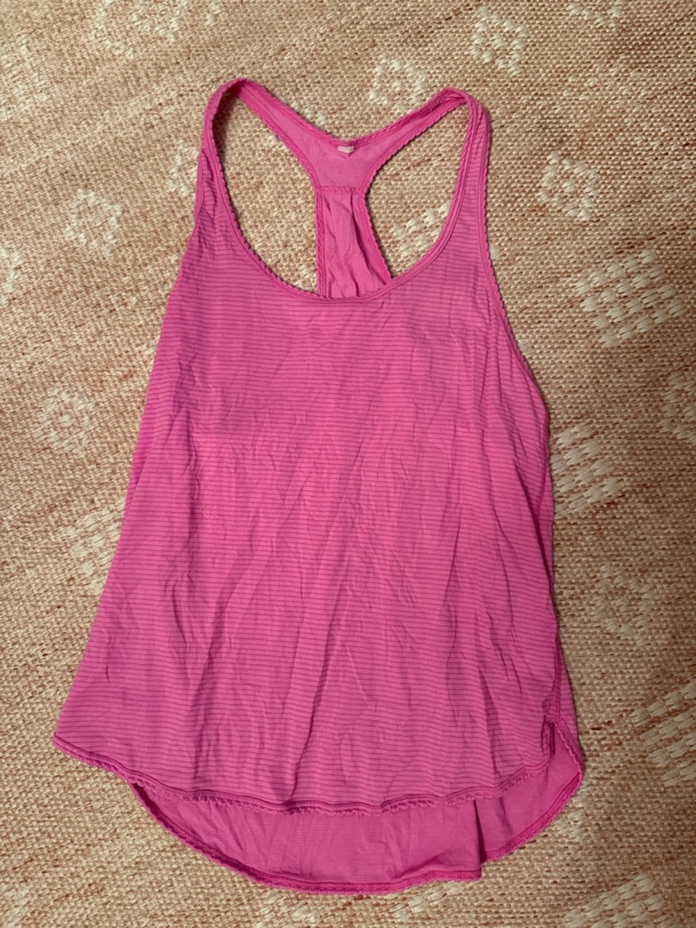 lululemon athletica Hot Pink Striped Scalloped Racerback Tank Size 4